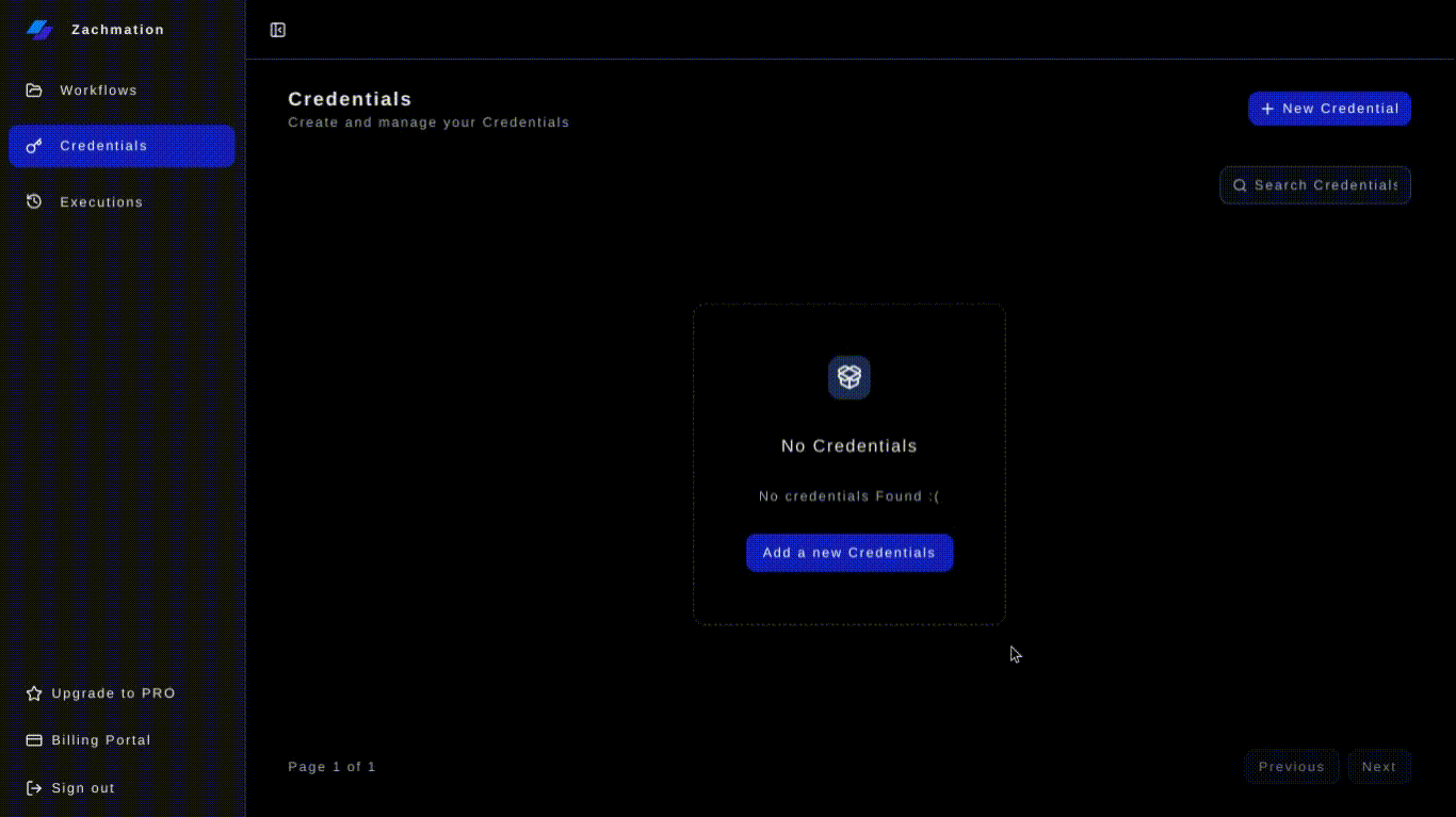 Credential management in Zachmation